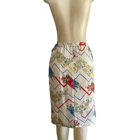 Vintage 80s Silk Skirt by Anne Crimmins for Uni Collection size S retro designer - Picture 5 of 10